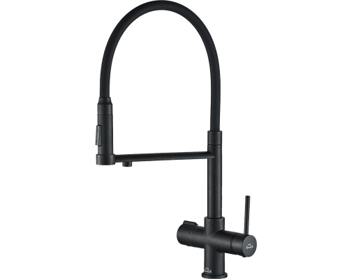 Смеситель для кухни Steel Hammer SH 2003 BLACK черный, с гибким изливом