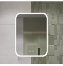 Зеркало-шкаф STWORKI Алта 60 с LED подсветкой и часами, арт, прямоугольное, сенсорное управление