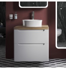 Тумба с раковиной STWORKI Берген 60 белая со светлой столешницей, раковина Sottile 1478-001-0125