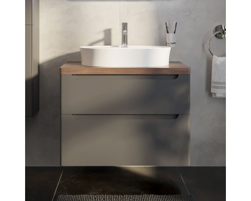 Тумба с раковиной STWORKI Берген 80 серая с темной столешницей, Bocchi Slim Line 1600-001-0126