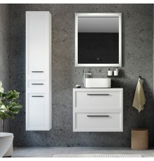 Мебель для ванной комнаты STWORKI Эстерсунд 75 белая матовая, простоун беж с отверстием под смеситель в столешнице