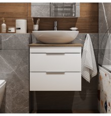 Тумба с раковиной STWORKI Копенгаген 60 белая, с раковиной STWORKI Moduo 55 Leaf
