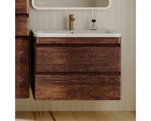 Тумба с раковиной Style Line Атлантика 80 Люкс Plus, подвесная, старое дерево