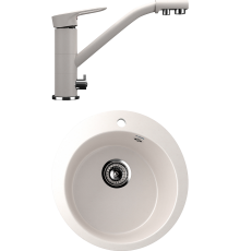 Комплект Мойка кухонная Ulgran U-405 -331 белая + Смеситель U-010 -331 белый