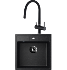 Комплект Мойка кухонная Ulgran U-406 -308 черная + Смеситель Domaci Равенна DCB 3015 черный, с гибким изливом