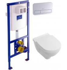 Комплект Унитаз подвесной Villeroy   Boch O.Novo 5660 H101 alpin + Кнопка Viconnect 9224 9061 хром + Инсталляция 9224 6100