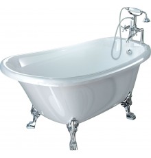 Ванна из искусственного камня Фэма Салерно 2 170x80 см, правая, отдельностоящая, белая, овальная, с декоративными ножками, , фурнитура хром