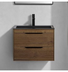 Тумба с раковиной Vincea Chiara 2D 60, 2 ящика, дуб табак, с черной раковиной