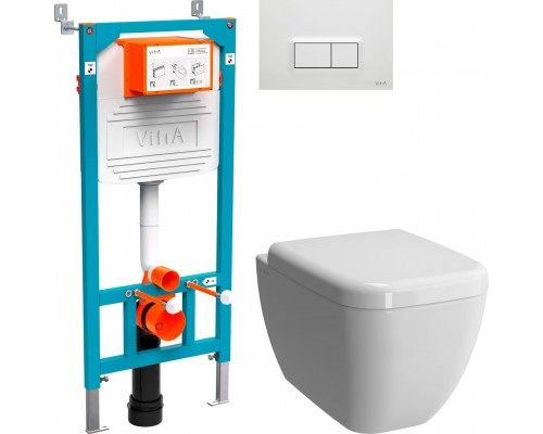 Комплект Унитаз подвесной VitrA Shift 7742B003-0075 с микролифтом + Крышка-сиденье NKP Dolce 0406 с микролифтом + Инсталляция 800-2012 с кнопкой смыва, белая
