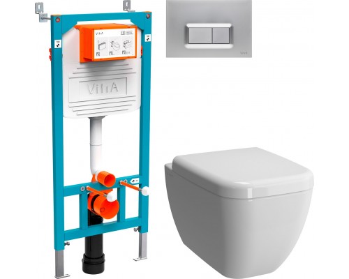 Комплект Унитаз подвесной VitrA Shift 7742B003-0075 с микролифтом + Крышка-сиденье NKP Dolce 0406 с микролифтом + Инсталляция 800-2013 с кнопкой смыва, хром
