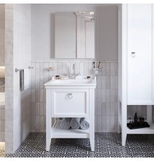 Мебель для ванной комнаты VitrA Valarte 65 матовая белая с зеркалом DIWO Элиста 60 с подсветкой
