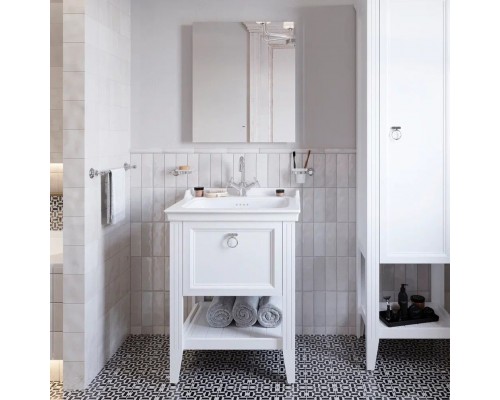 Мебель для ванной комнаты VitrA Valarte 65 матовая белая с зеркалом DIWO Элиста 60 с подсветкой