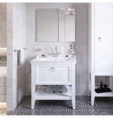 Мебель для ванной комнаты VitrA Valarte 80 матовая белая с зеркалом DIWO Элиста 80 с подсветкой