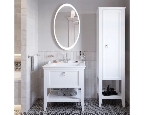 Мебель для ванной комнаты VitrA Valarte 80 матовая белая с зеркалом DIWO Ярославль 60 с подсветкой
