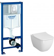 Комплект Унитаз подвесной VitrA Shift 7742B003-0075 белый глянцевый + Крышка Integra Square 191-003-009 с микролифтом + Инсталляция Grohe Rapid SL 38772001 3 в 1 с кнопкой смыва