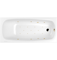 Акриловая ванна WHITECROSS Layla RELAX 170x75 см, с гидромассажем, с каркасом, со сливом-переливом, фурнитура золото
