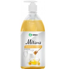 Крем-мыло Grass Milana молоко и мед, с дозатором, гипоаллергенное, увлажняющее, 1000 мл