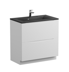 Тумба с раковиной BelBagno Marino 80, напольная, bianco lucido, черная раковина