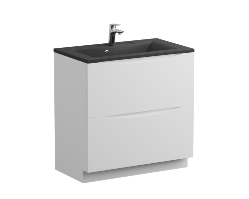 Тумба с раковиной BelBagno Marino 80, напольная, bianco lucido, черная раковина