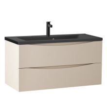Тумба с раковиной BelBagno Marino 100, подвесная, crema opaco, черная раковина