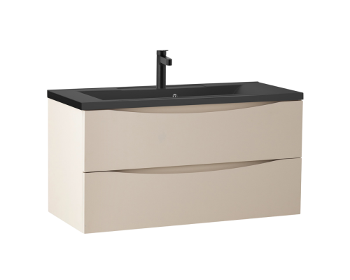 Тумба с раковиной BelBagno Marino 100, подвесная, crema opaco, черная раковина Тумба с раковиной BelBagno Marino 100, подвесная, crema opaco, черная раковина