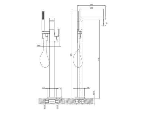 Fantini AR/38 Смеситель для ванны, напольный, цвет: хром. 38 02 3380SB,  38 02 334702