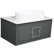 Тумба с раковиной La Fenice Cubo 80 подвесная, grigio, ручка хром, столешница белый мрамор, раковина белая матовая