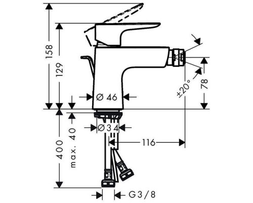 Hansgrohe Talis E Смеситель для биде, 1 отв., цвет: шлифованная бронза. 71720140 Hansgrohe Talis E Смеситель для биде, 1 отв., цвет: шлифованная бронза. 71720140