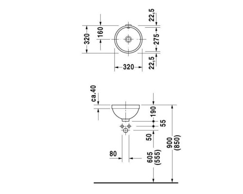 Duravit Architec Раковина 32х32см, без отв., цвет: белый. 0319270000