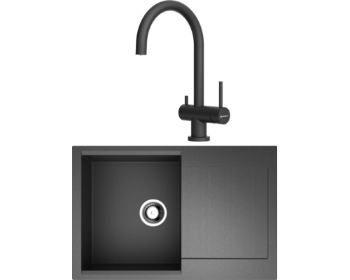 Комплект Мойка кухонная Omoikiri Daisen 78-BL черная + Смеситель Yamada P-BL черный