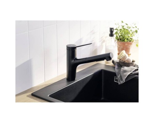 Hansgrohe Zesis M33 Смеситель для кухни, 1 отв., с вытяжным душем, цвет: черный матовый. 74800670 Hansgrohe Zesis M33 Смеситель для кухни, 1 отв., с вытяжным душем, цвет: черный матовый. 74800670