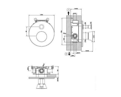 Gessi Cono Встраиваемый однорычажный смеситель на 2 выхода с авт перекл., внешняя часть, цвет: хром. 45079#031