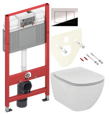 Комплект Унитаз подвесной Ideal Standard Tesi T354601 с микролифтом + Инсталляция TECE Now 9400412 4 в 1 с кнопкой смыва