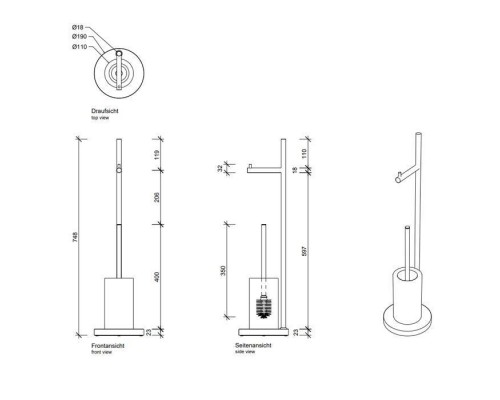 Decor Walther DW 6700 Напольная стойка 74.1см., с ершиком и бумагодержателем, фарфор, цвет: хром / белый. 0838400 Decor Walther DW 6700 Напольная стойка 74.1см., с ершиком и бумагодержателем, фарфор, цвет: хром / белый. 0838400