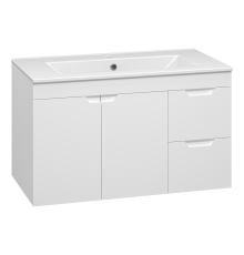 Тумба под раковину без столешницы Misty Оптима 90 подвесная, белая, 2 ящика, 2 дверцы