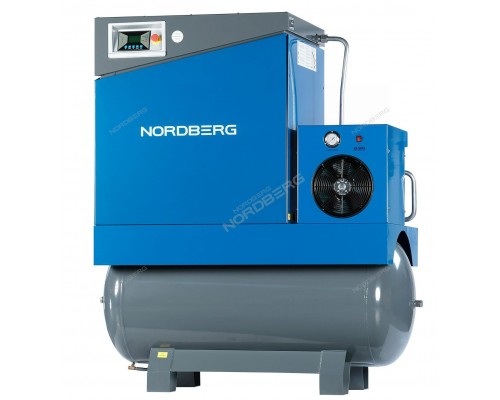 Компрессор винтовой, 15кВт, ресивер 500л, 10Бар, 1910л/мин, осушитель NORDBERG NCA20RD