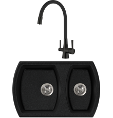 Комплект Мойка кухонная NOVA 78-50 черная + Смеситель Lemark Comfort LM3075BL с гибким изливом, черный