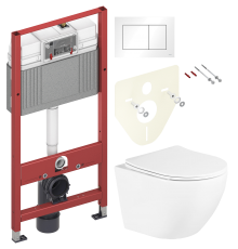 Комплект Унитаз подвесной BelBagno Uno BB3105CHR/SC + Инсталляция TECE Base 9400413 4 в 1 с кнопкой смыва