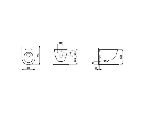 LAUFEN Pro Унитаз подвесной 53х36х34см, цвет: белый. 8.2095.6.000.000.1 LAUFEN Pro Унитаз подвесной 53х36х34см, цвет: белый. 8.2095.6.000.000.1