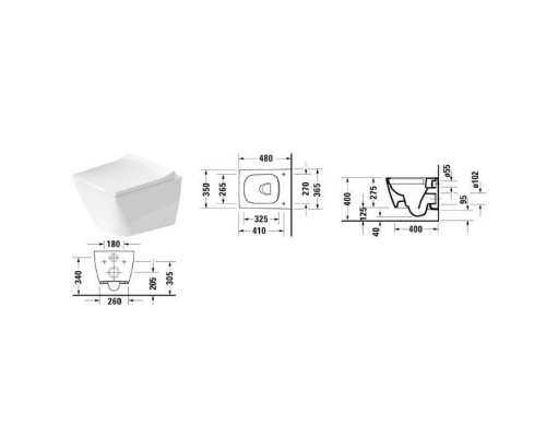 Duravit Viu Унитаз подвесной безободковый 37х48см, цвет: белый. 25730900001 Duravit Viu Унитаз подвесной безободковый 37х48см, цвет: белый. 25730900001
