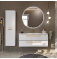Мебель для ванной комнаты Cezares Eco Cer 120 ручки сатиновое золото, bianco opaco