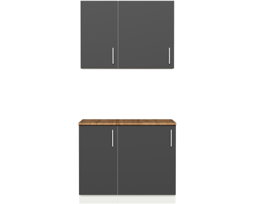 Кухонный гарнитур Domaci Болонья 160 см, фасад графит, ручка хром, столешница дуб вотан KUH-708210