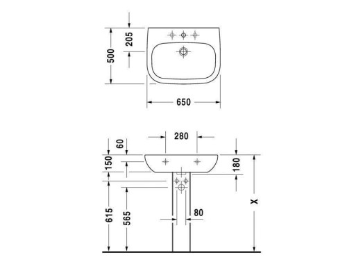 Duravit D-Code Раковина 65х50см., 1 отв., цвет: белый. 23106500002
