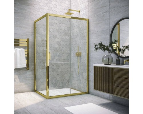 Душевой уголок Vegas Glass ZP+ZPV Tur Novo h1900 130*70 09 01 профиль золото, стекло прозрачное