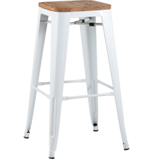 Барный табурет Stool Group Tolix Wood белый глянцевый, светлое дерево