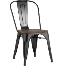 Стул Stool Group Tolix Wood черный глянцевый, темное дерево
