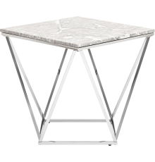 Журнальный столик Stool Group Авалон 61x61 см, серый мрамор, серебро