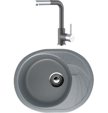 Комплект Мойка кухонная Ulgran U-403 -309 темно-серая + Смеситель Paulmark Kassel Ka214311-402 серый металлик