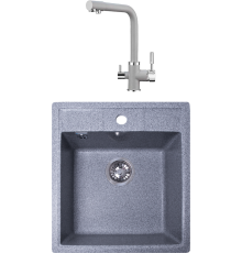 Комплект Мойка кухонная GranAlliance Gа-20 GA-20-309 темно-серая + Смеситель Point PN3103 серый