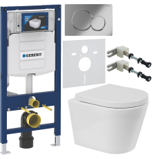 Комплект Унитаз подвесной BelBagno Flay-r + Крышка Norma BB865SC с микролифтом + Инсталляция Geberit Duofix UP 320 111.300.00.5 + Кнопка Sigma 01 115.770.21.5 хром + Крепления 111.815.00.1 к стене + Шумоизоляция
